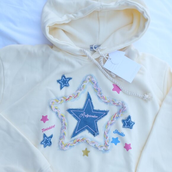 SO PRETTY! AELFRIC EDEN DENIM STAR OVERSIZED HOODIE LARGE NWT - Picture 3 of 11